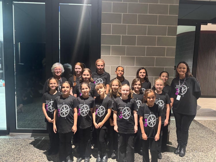 The 3-6 Choir group standing outside of the venue for the Compass Music Festival.