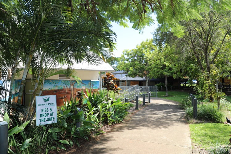 Our beautiful entrance from the front gate. The pathway is surrounded by a lovely garden, trees and several murals as you walk down to the office.